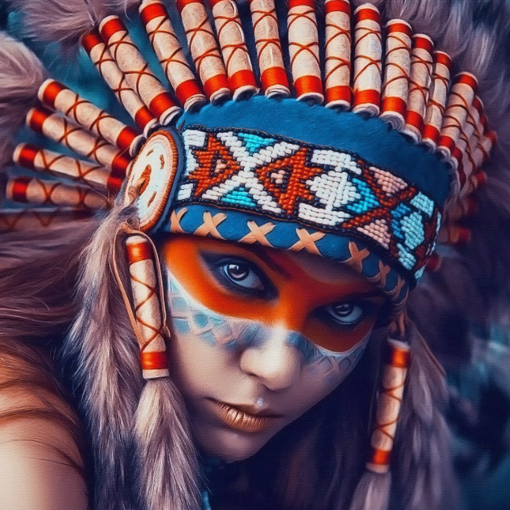 Девушка в наряде индейца