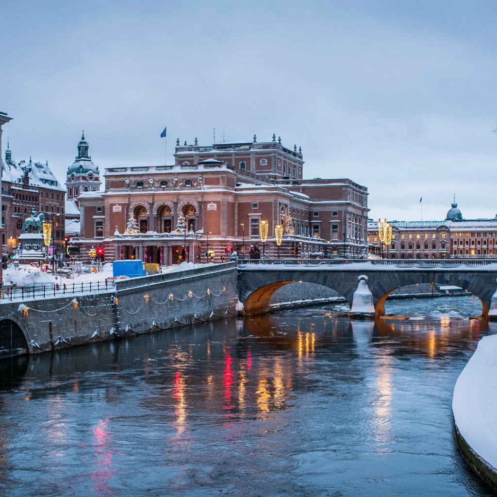 Зимний Стокгольм Швеция