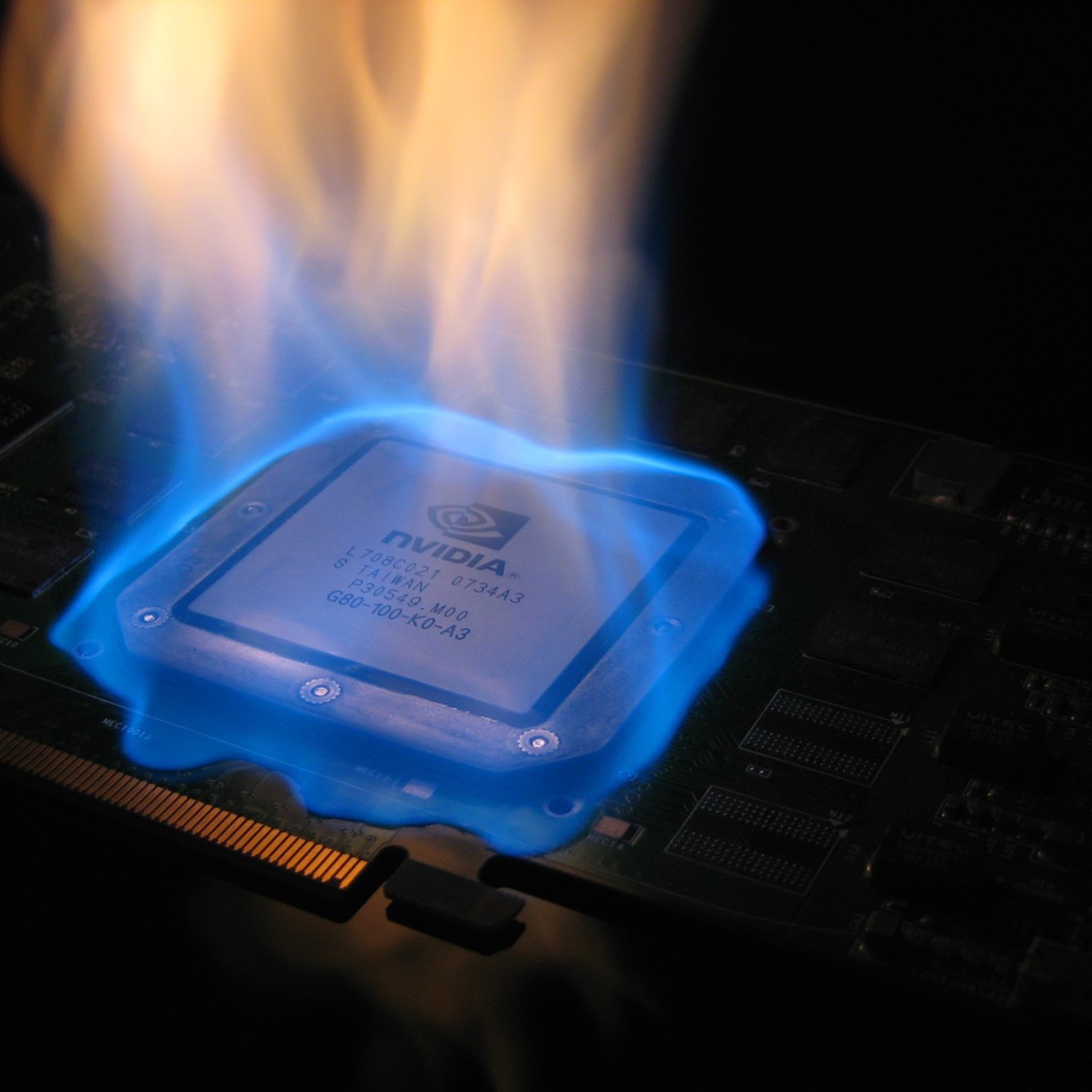Чип Nvidia горит синим пламенем