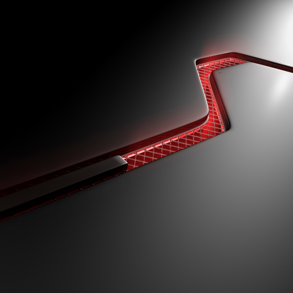 Красная решетка на корпусе компьютера