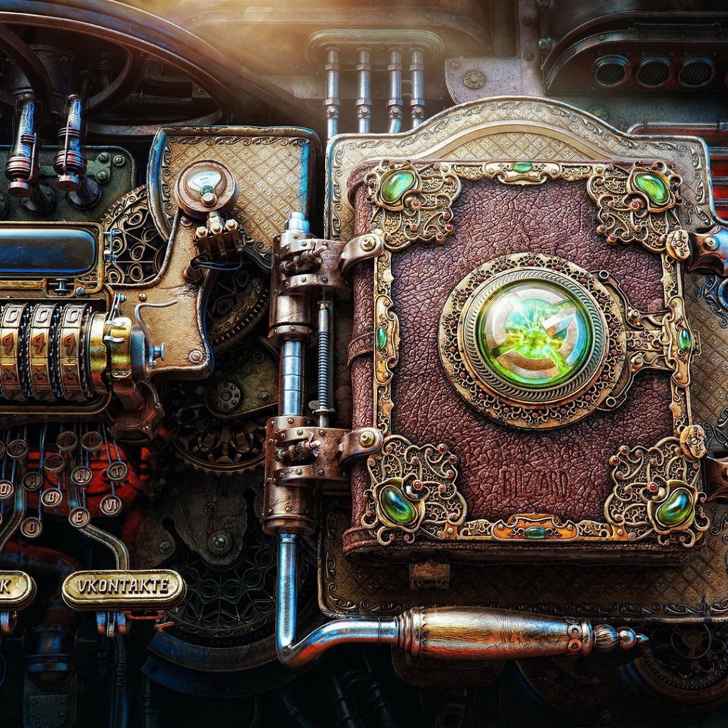 Панель компьютера стимпанк