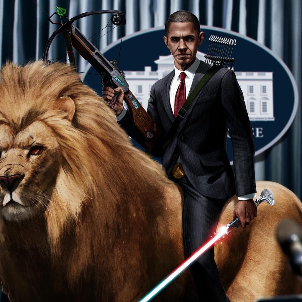 Барак Обама оседлал льва