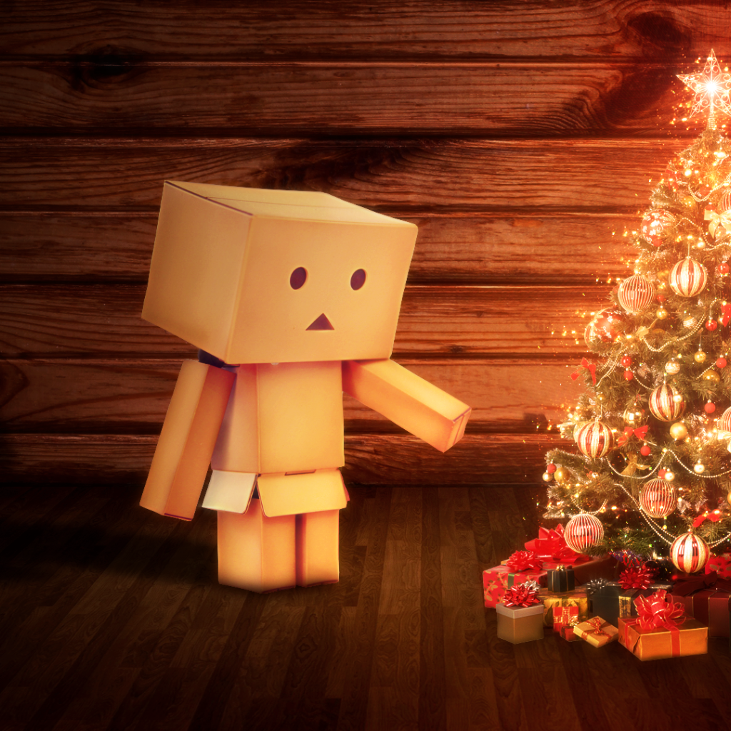 Картонный человечек празднует Рождество