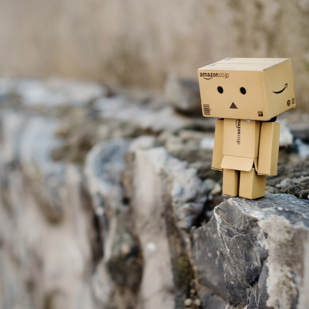 Картонный человечек на скале