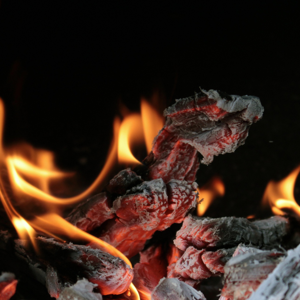 Раскаленные угли костра