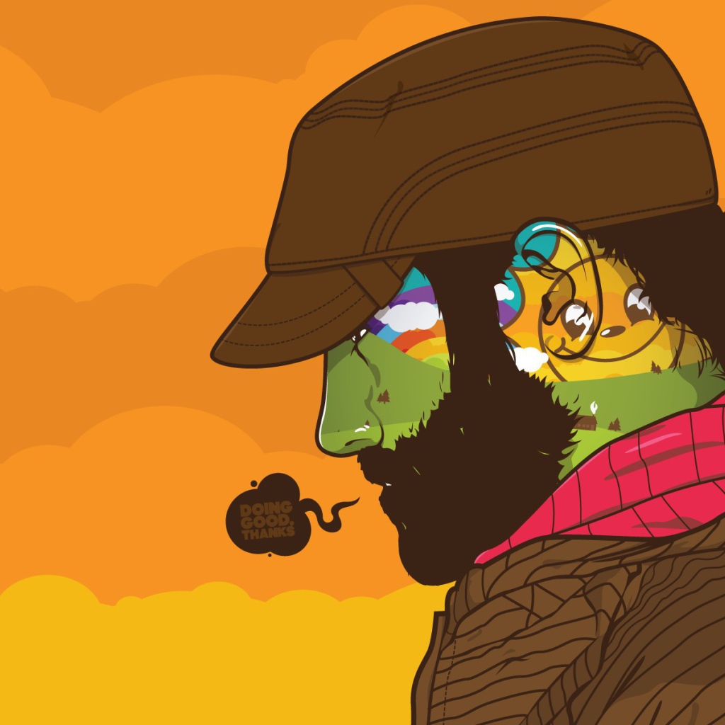 Эмоции в голове мужчины в кепке