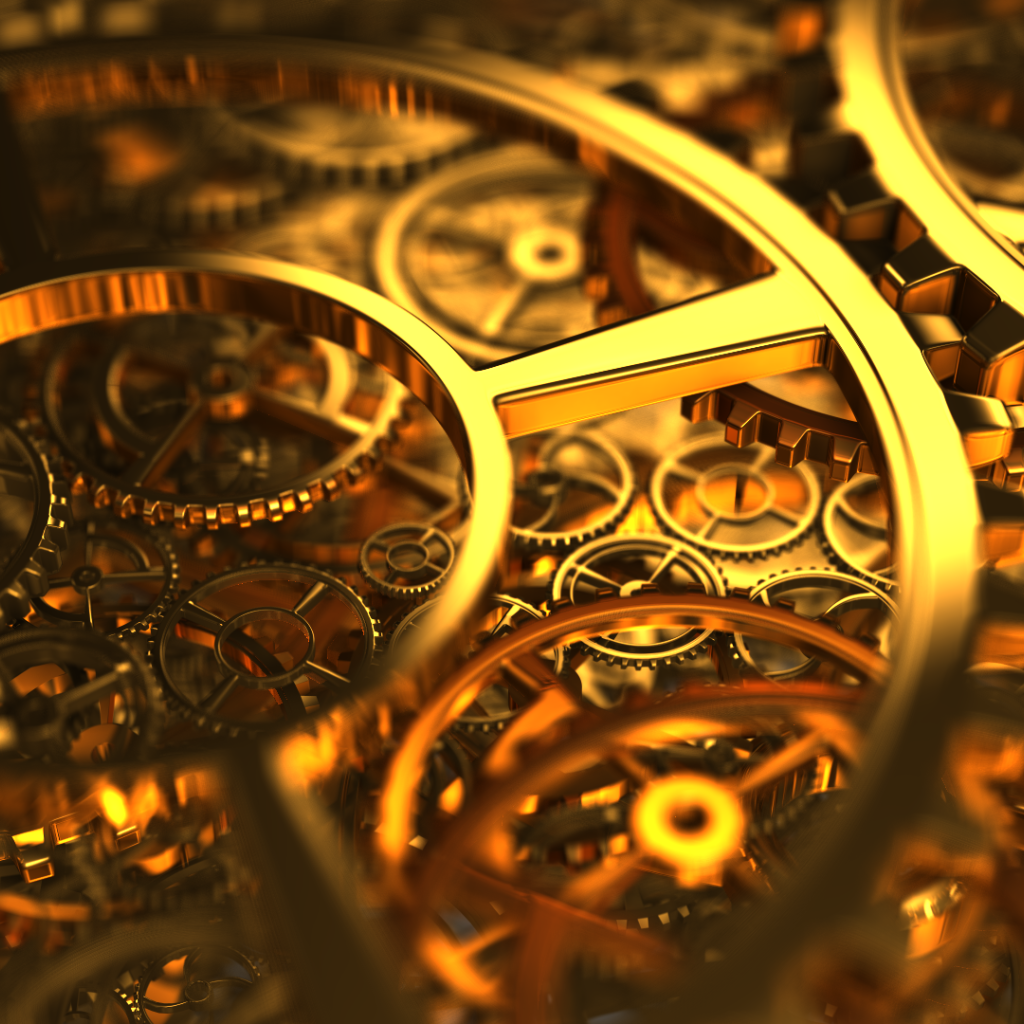 Золотые шестеренки на часах