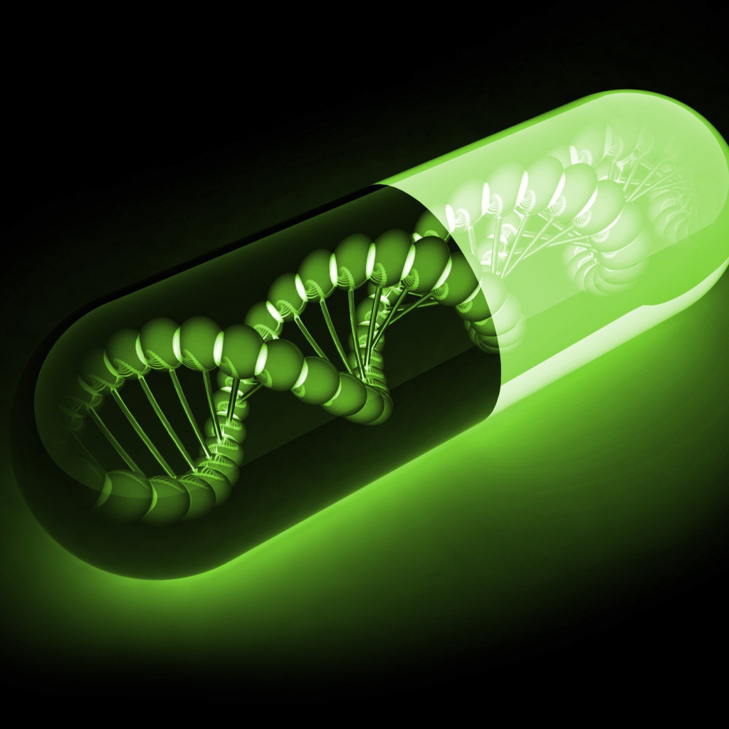 Зеленая ДНК, черный фон