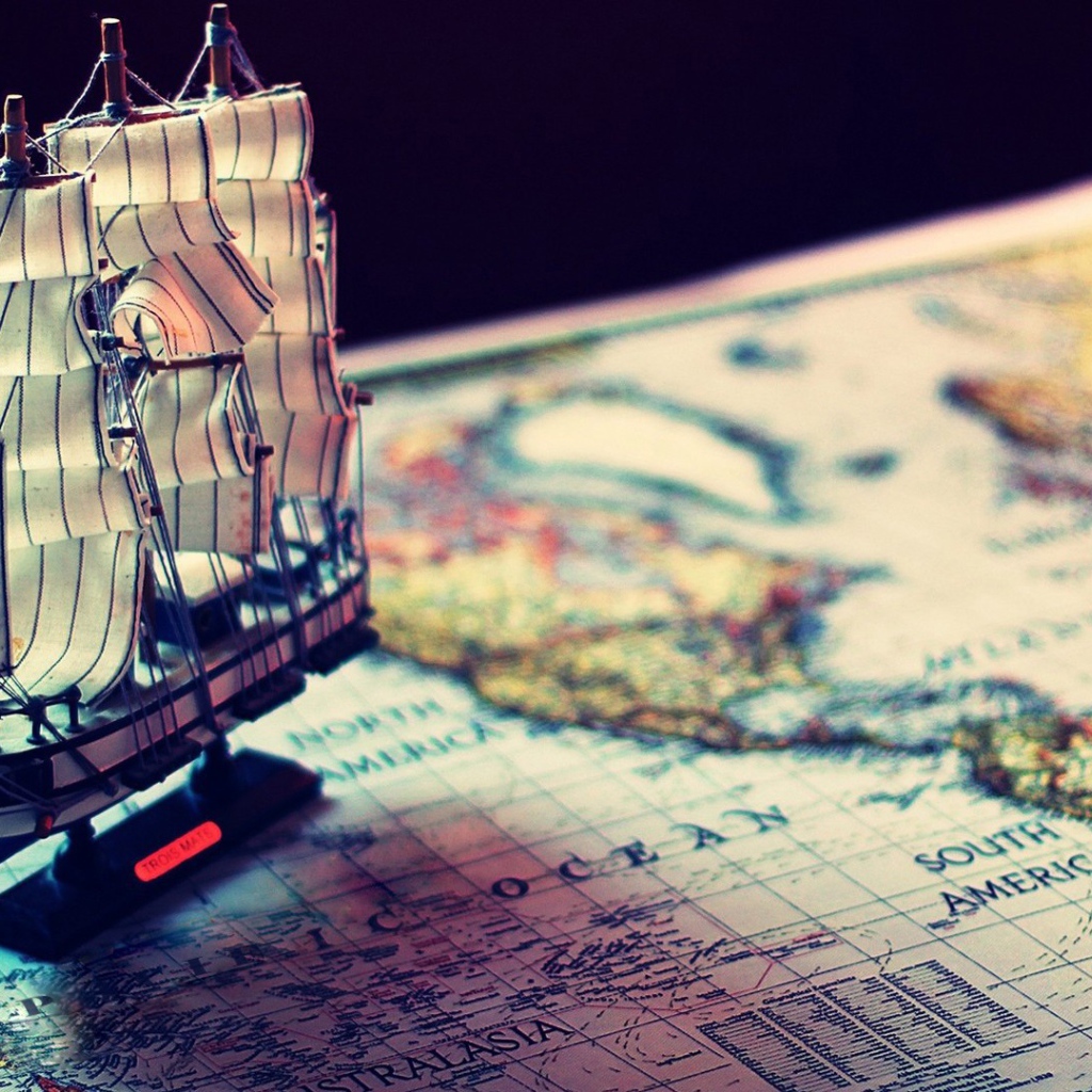 Модель корабля на карте мира