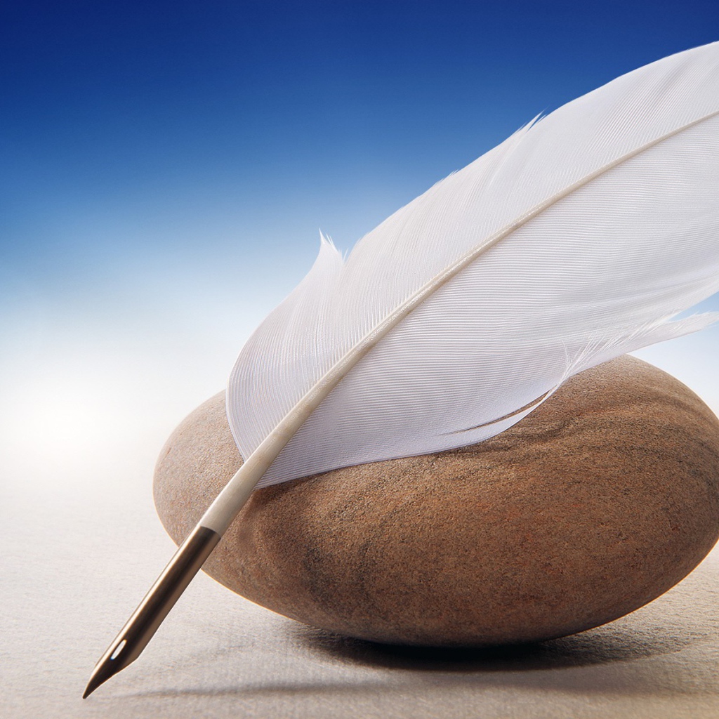 Перо для письма и морской камень