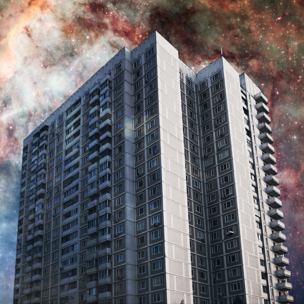 Жилой дом на фоне звезд