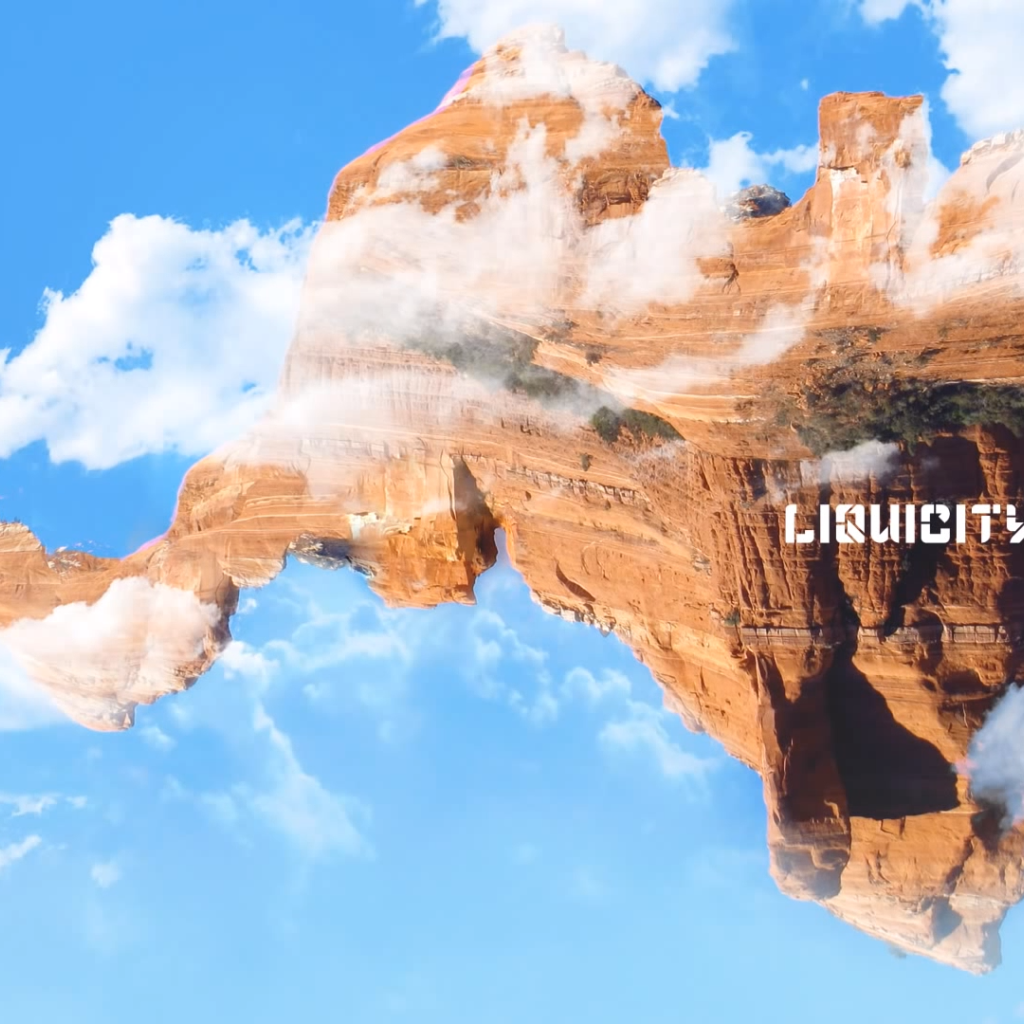 Скала летит в облаках