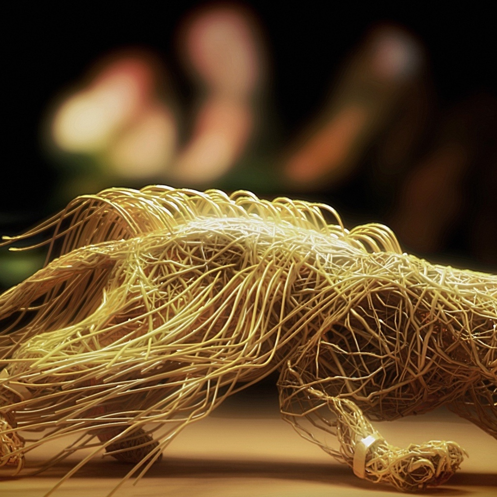 Скульптура зверя из макарон