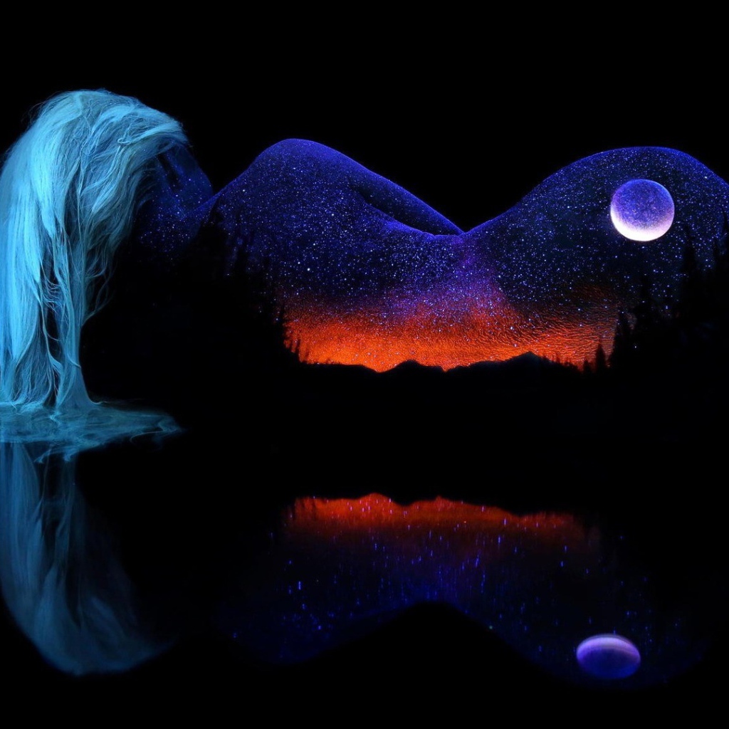 Силуэт девушки вселенной