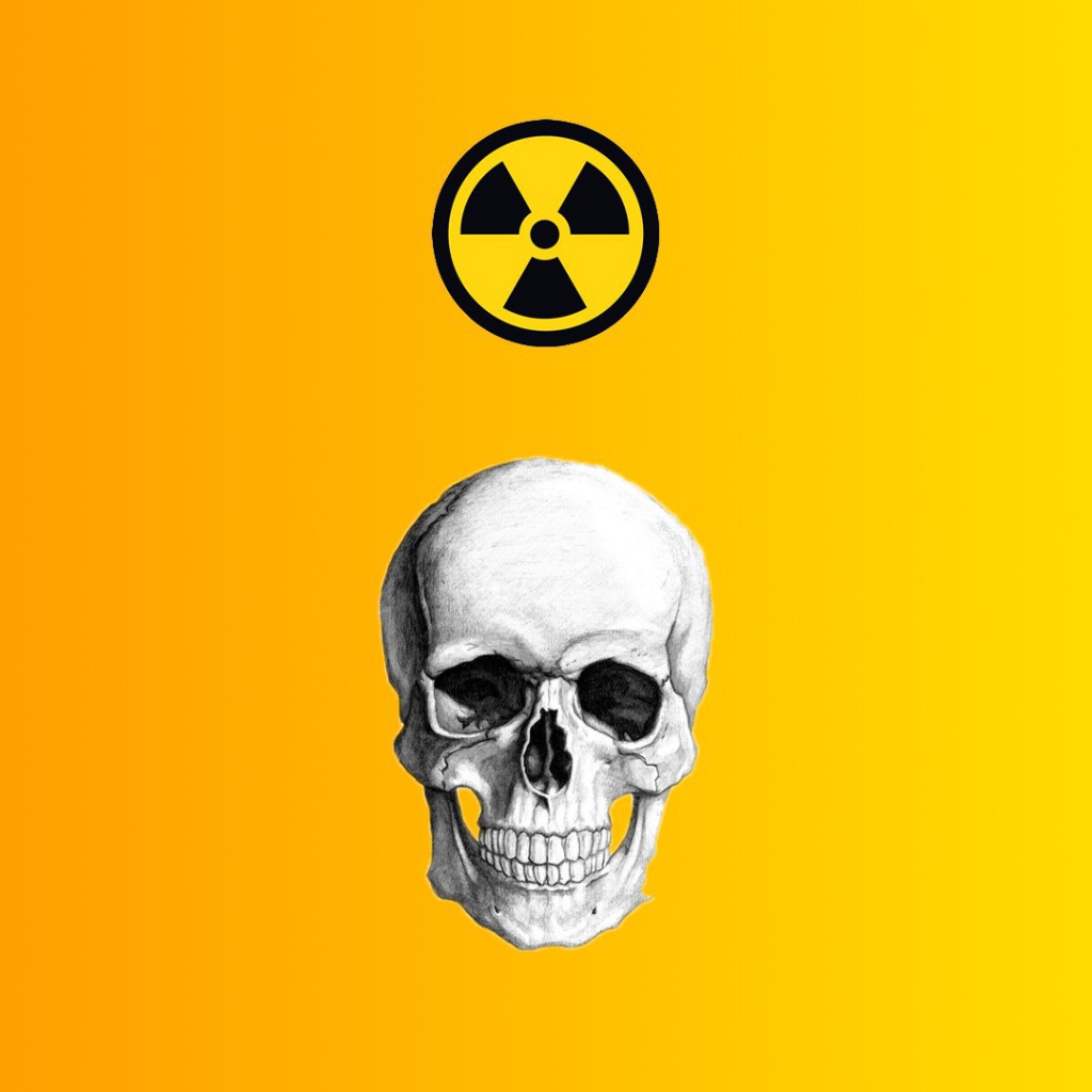 Череп и знак радиоактивной опасности