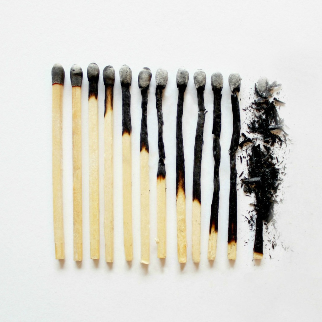 Стадии сгорания спички