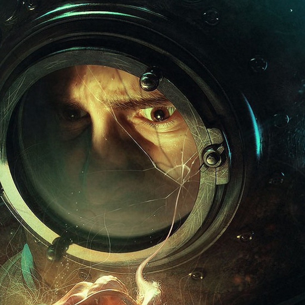 Трещина на стекле шлема водолаза