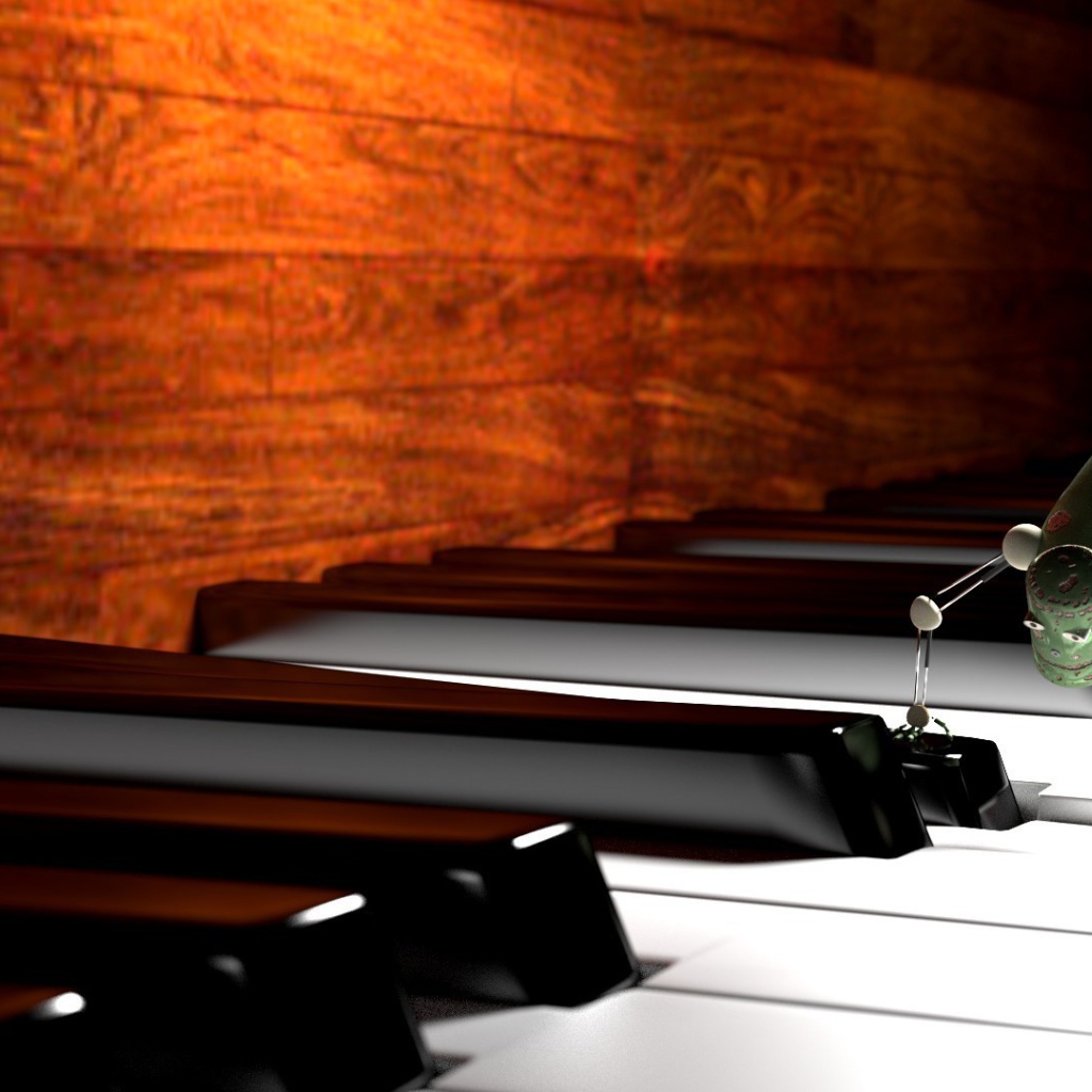 Маленький робот на пианино