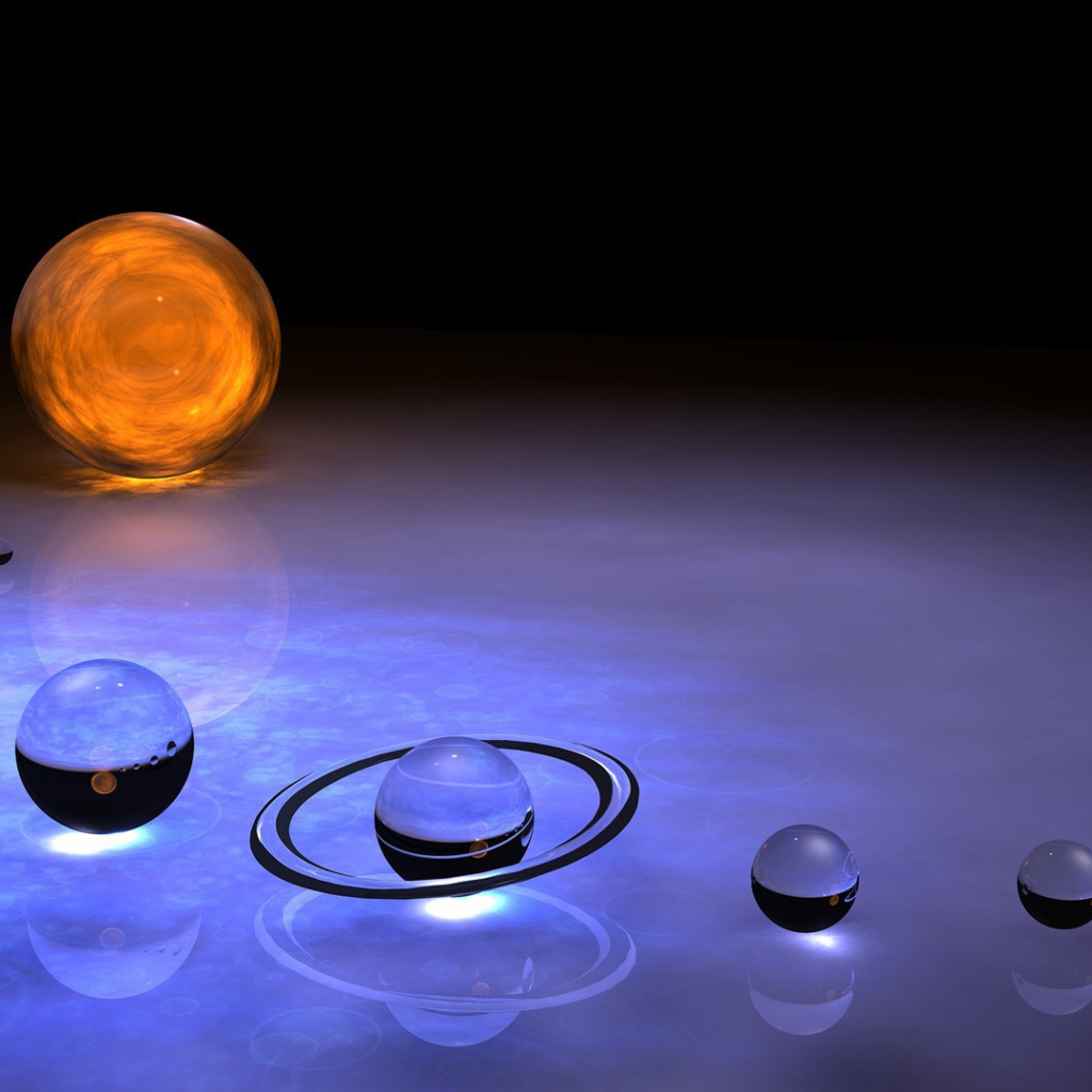 Солнечная система из капель воды