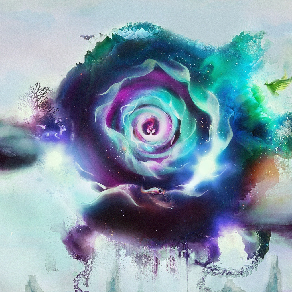 Вершины гор и птица