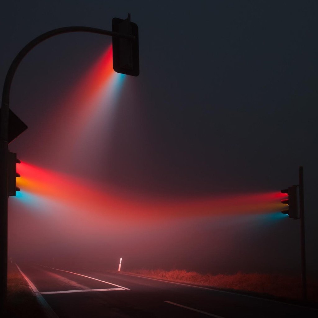 Свет светофоров в тумане