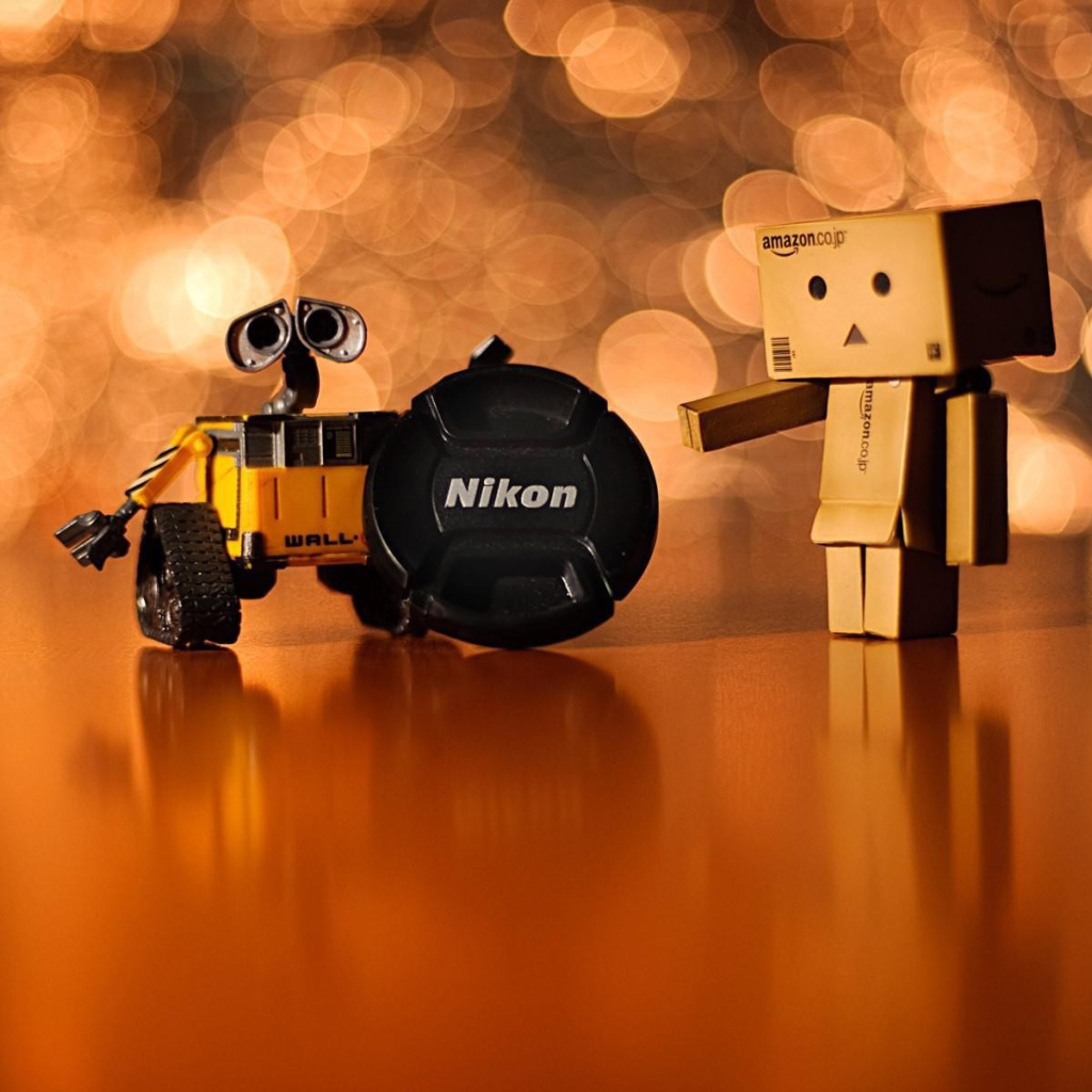 Валли и Дандо с крышкой от объектива Никон