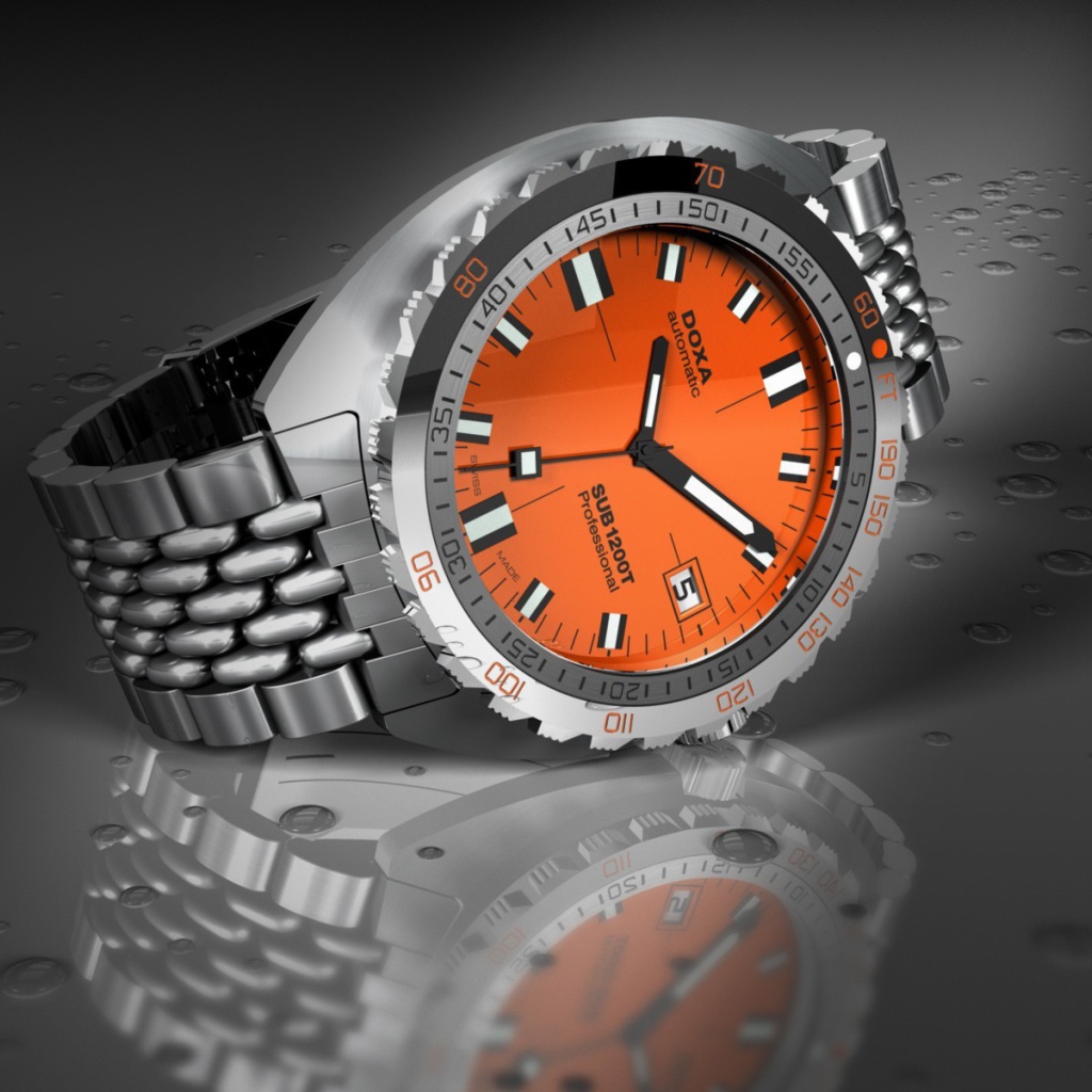 Часы Докса с оранжевым циферблатом