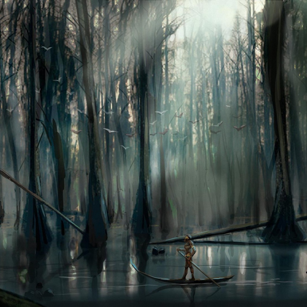 Путешествие на лодке в мертвом лесу