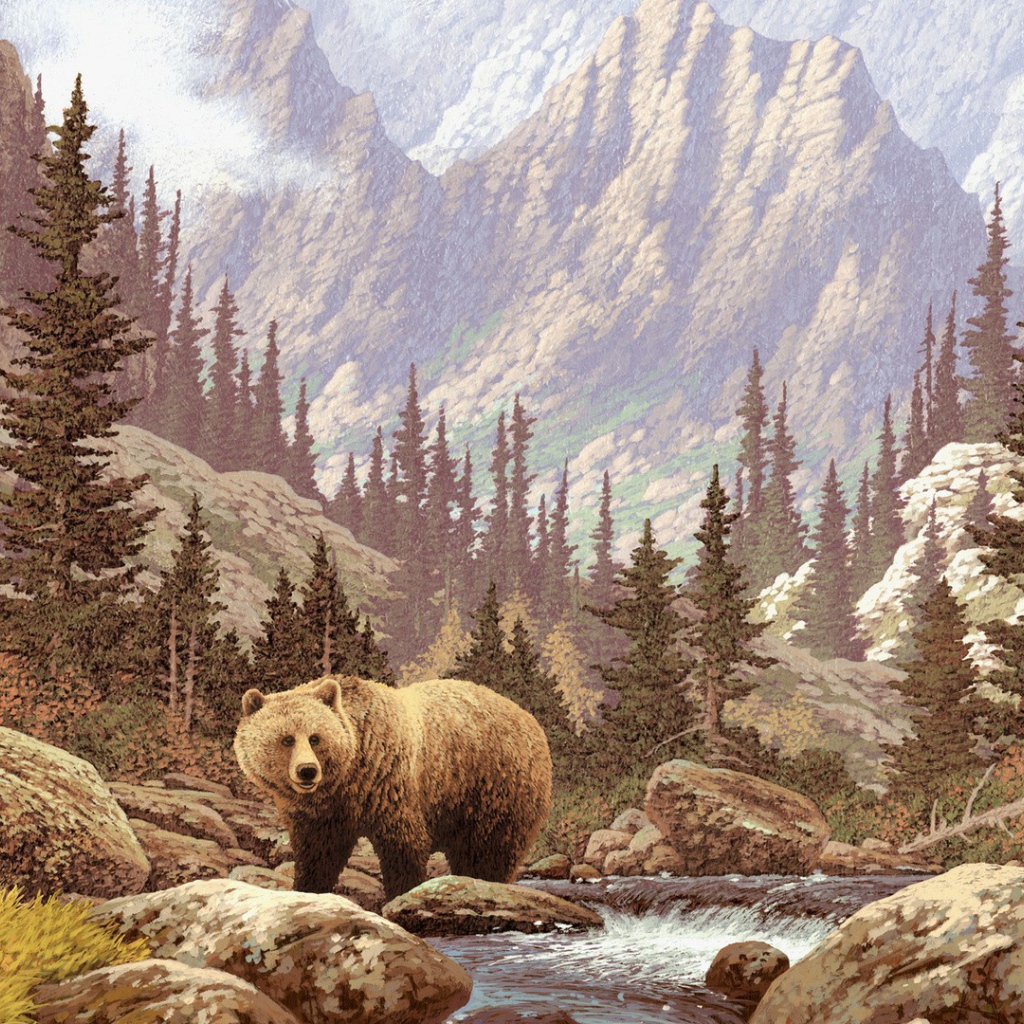 Бурый медведь на картине