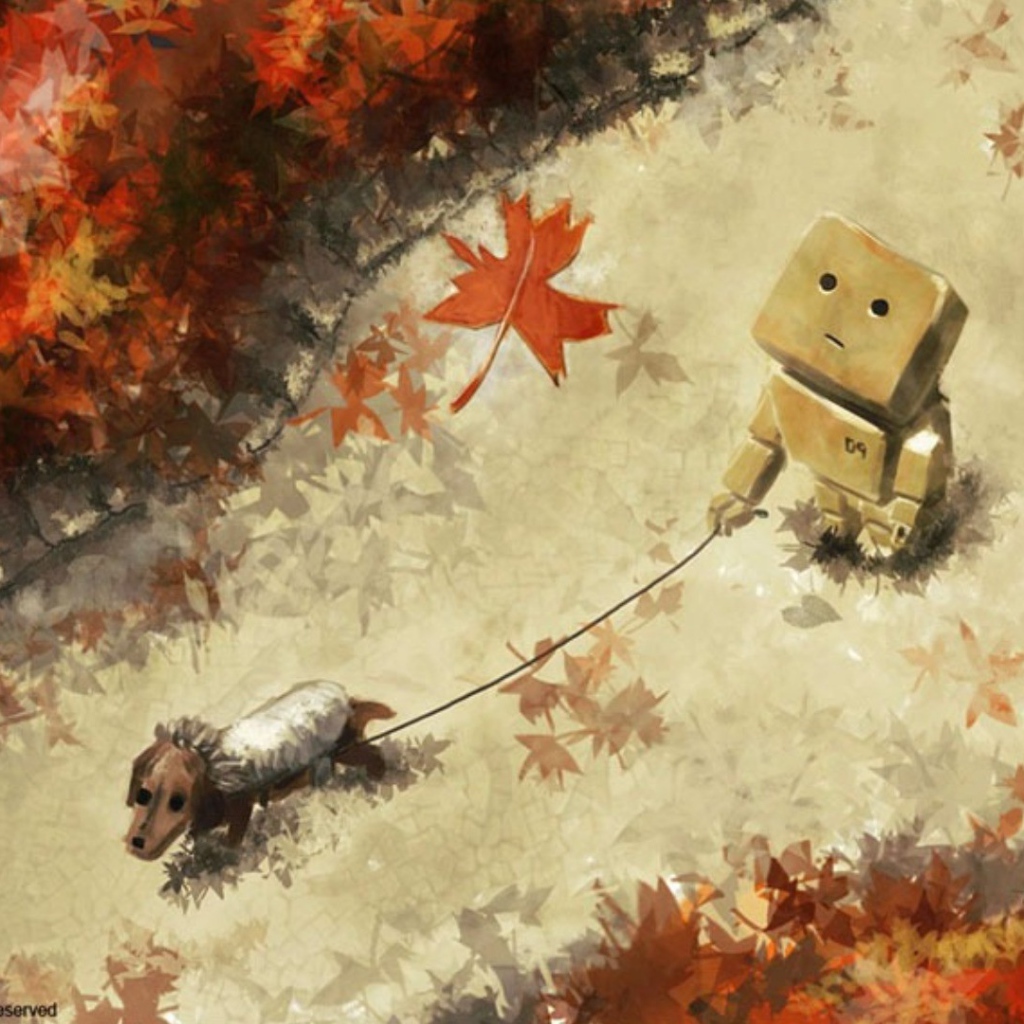 Дандо выгуливает собаку, рисунок