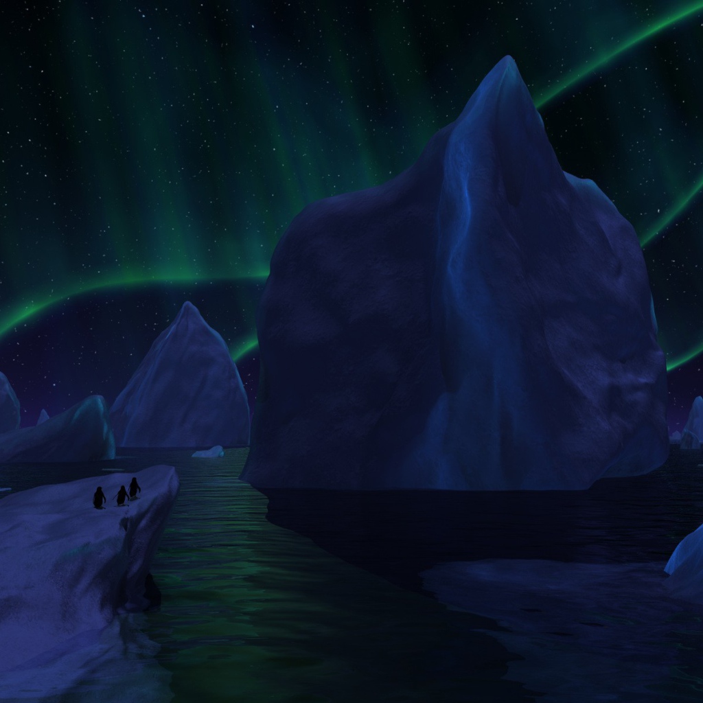 Icebergs under the Northern Lights
