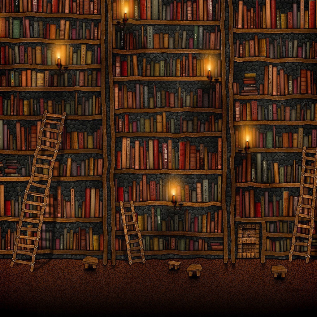 Библиотека с множеством книг