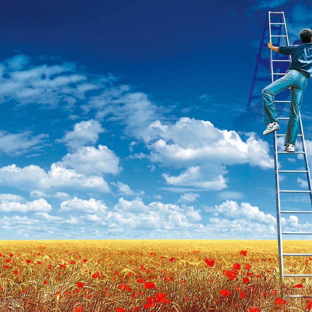 Мужчина рисует облака