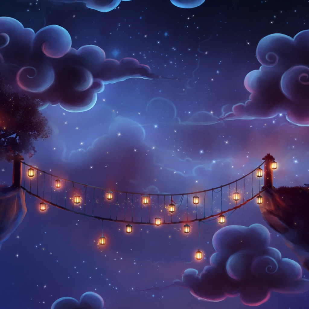 Ночные фонари на мосту