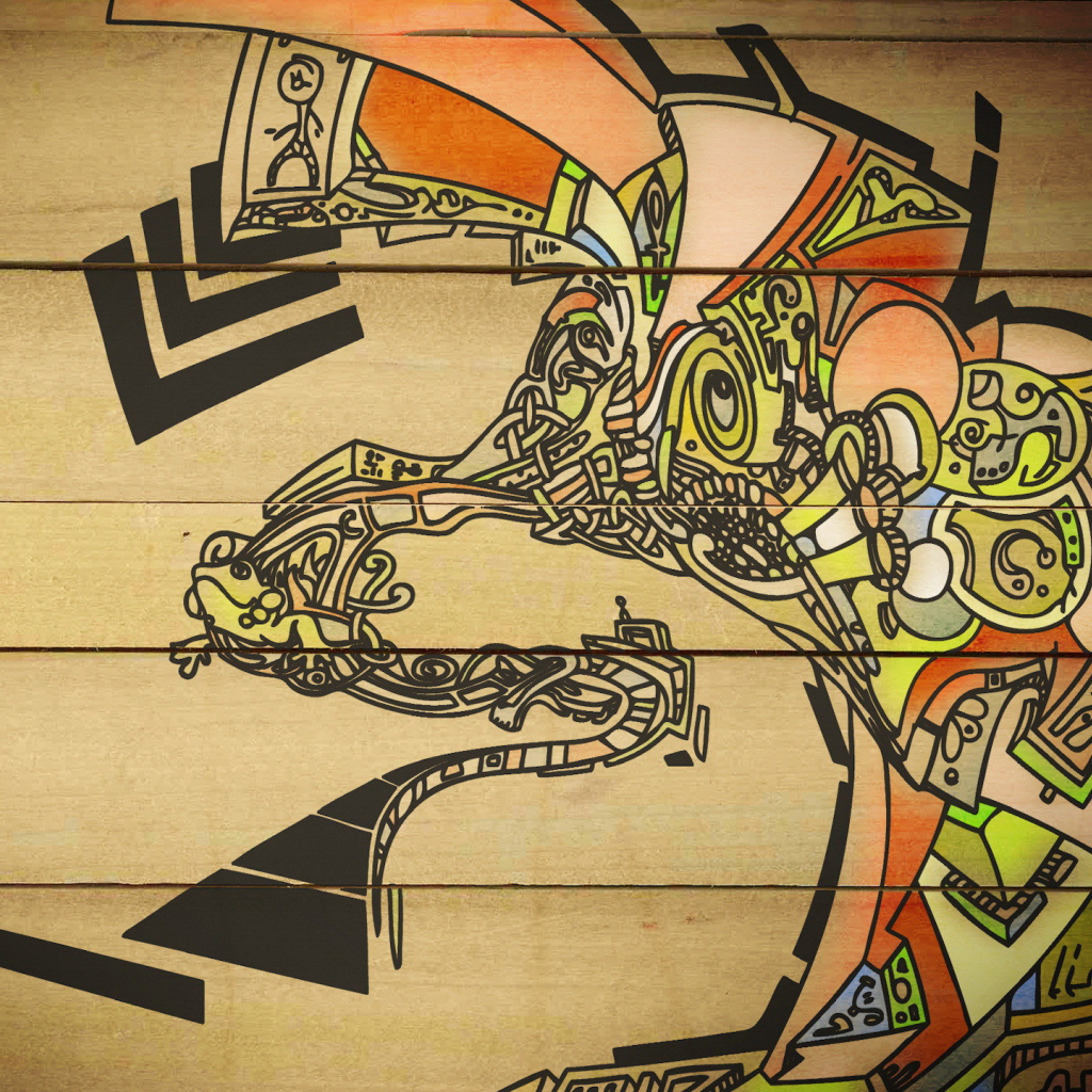 Рисунок на деревянной стене