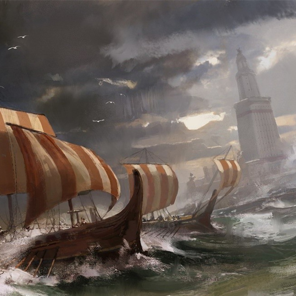 Корабли у Александрийского маяка, картина