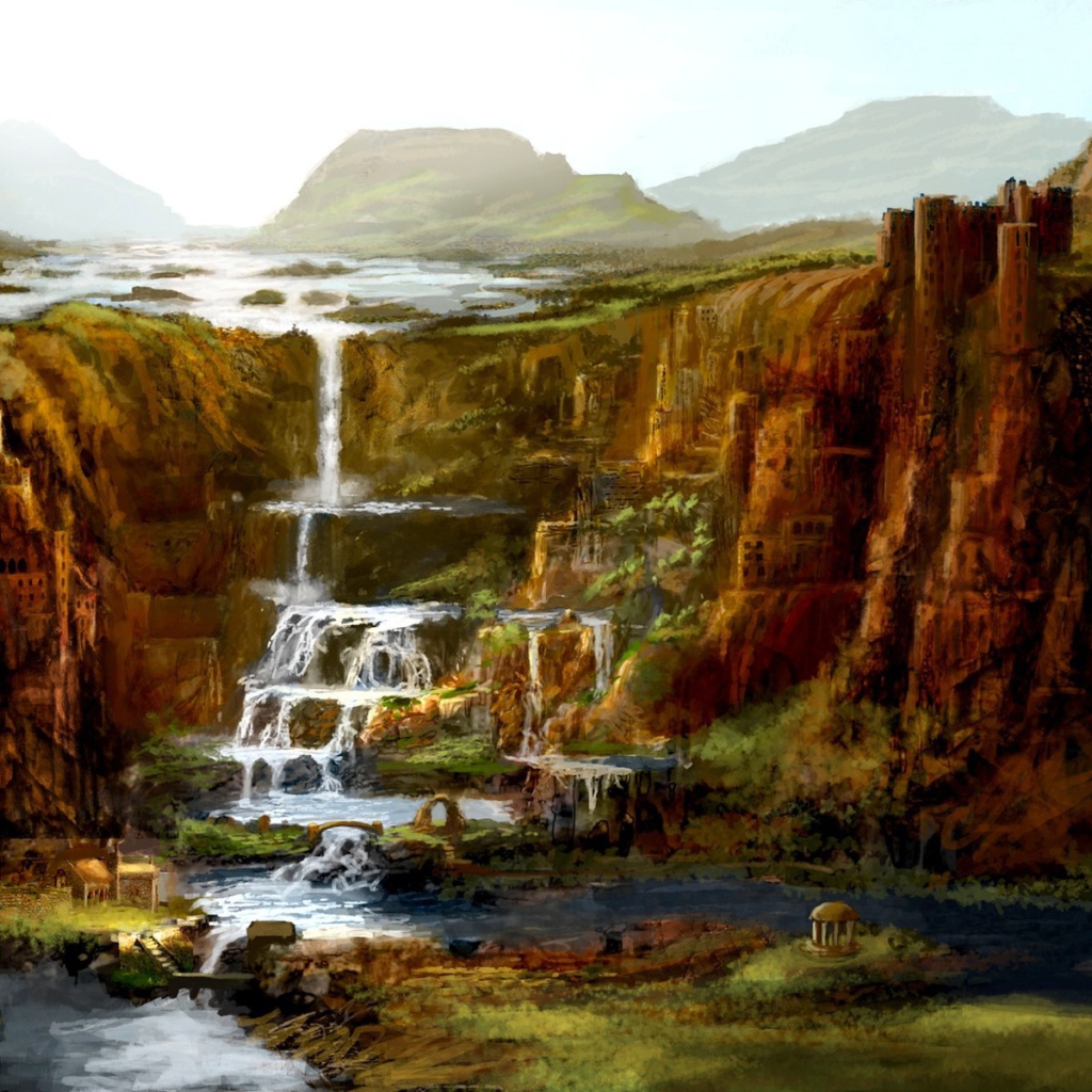 Ступенчатый водопад, рисунок