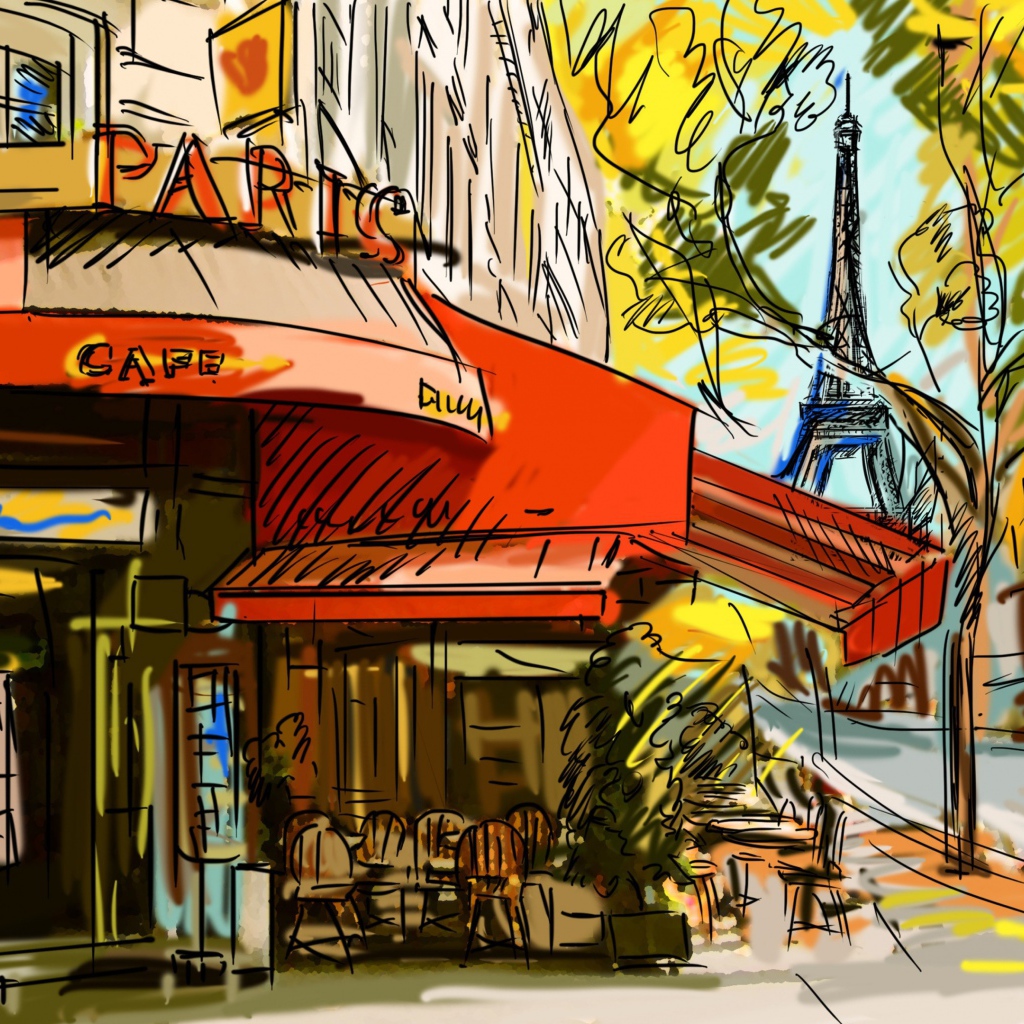 Улочка Парижа на рисунке