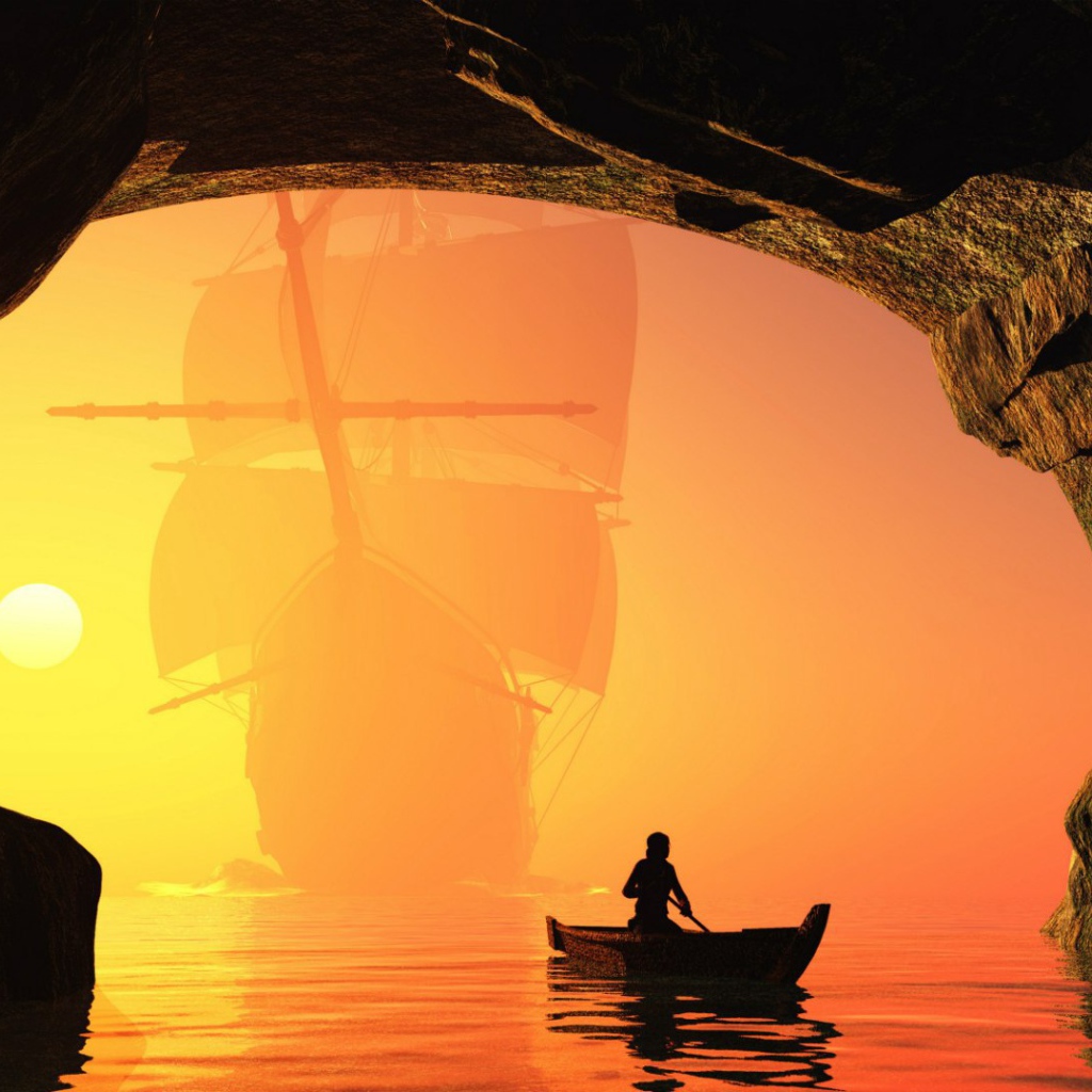 Заход лодки в пещеру