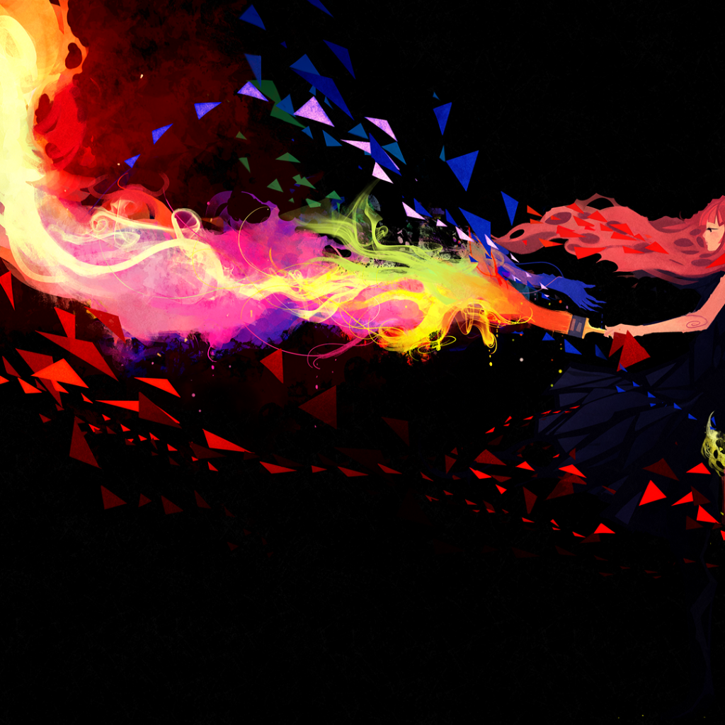 Девушка рисует красками, арт