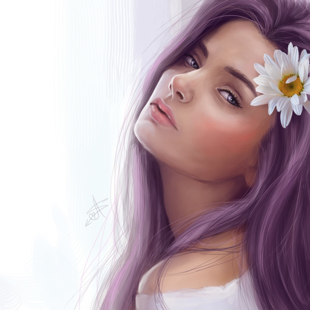 Цветок в волосах у девушки