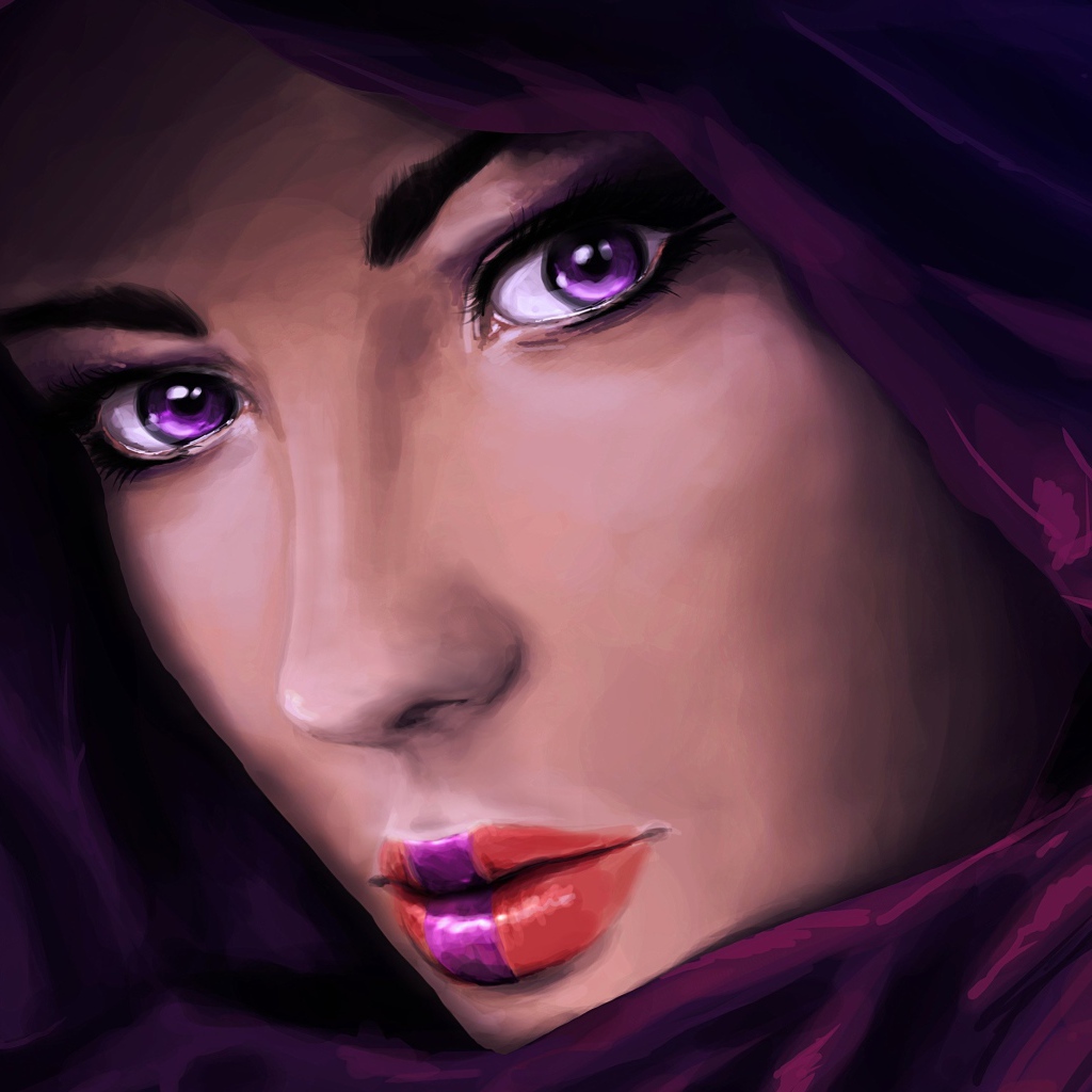 Изображение девушки с сиреневыми глазами