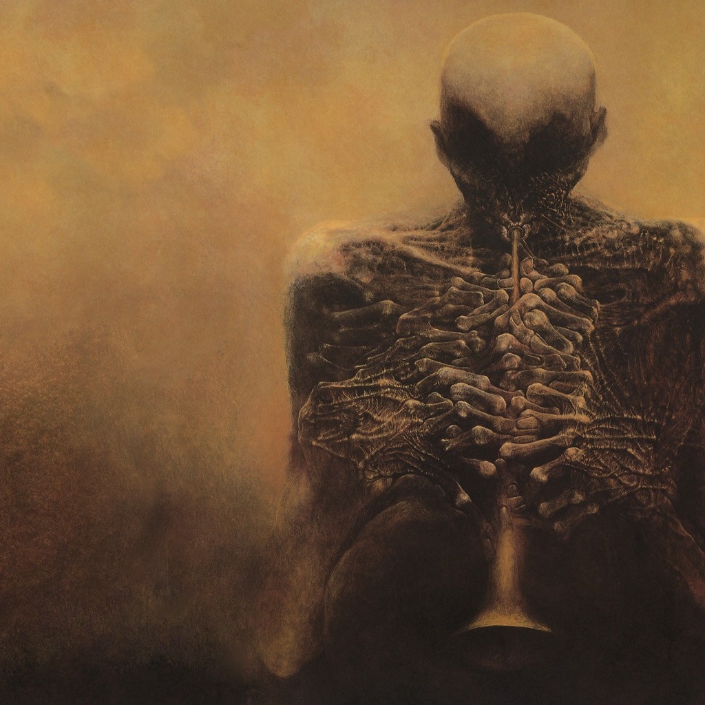 Флейтист, картина Здзислава Бексиньского