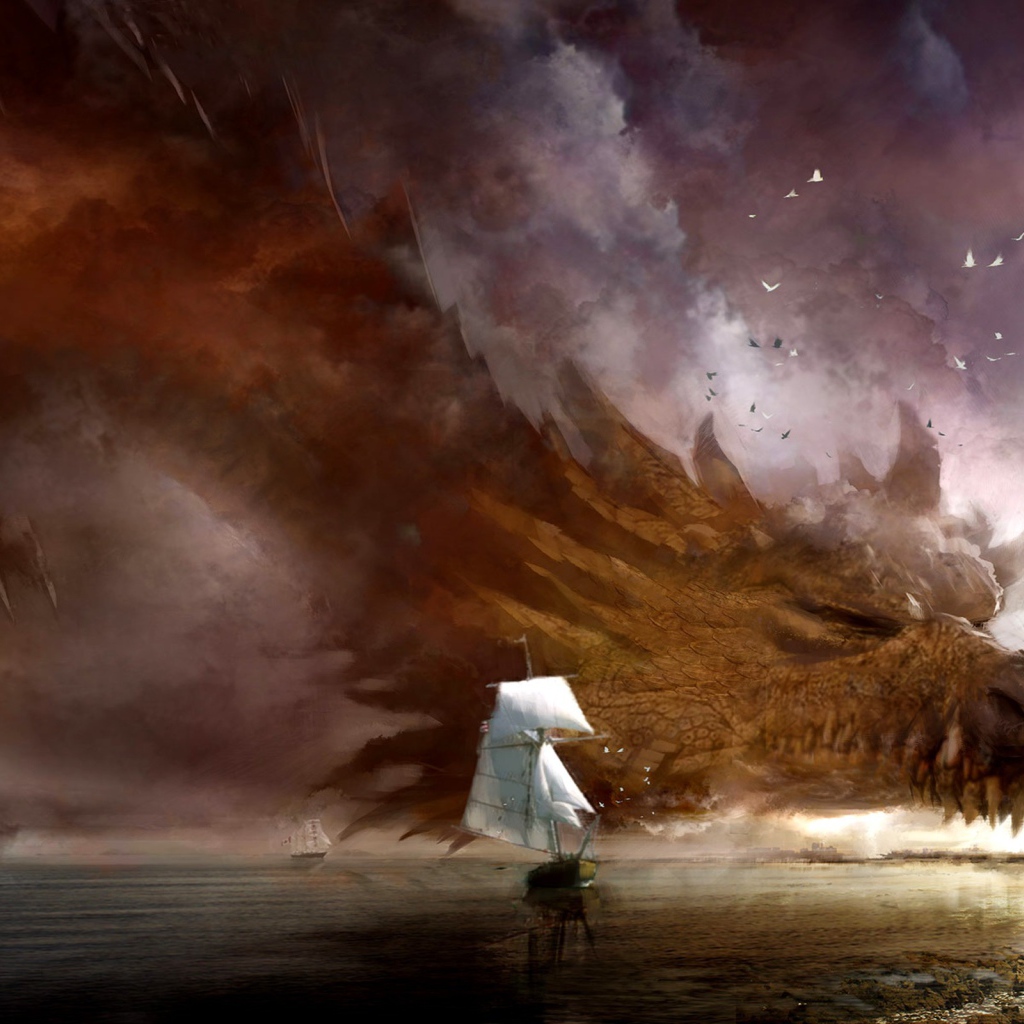 Огромный дракон в море