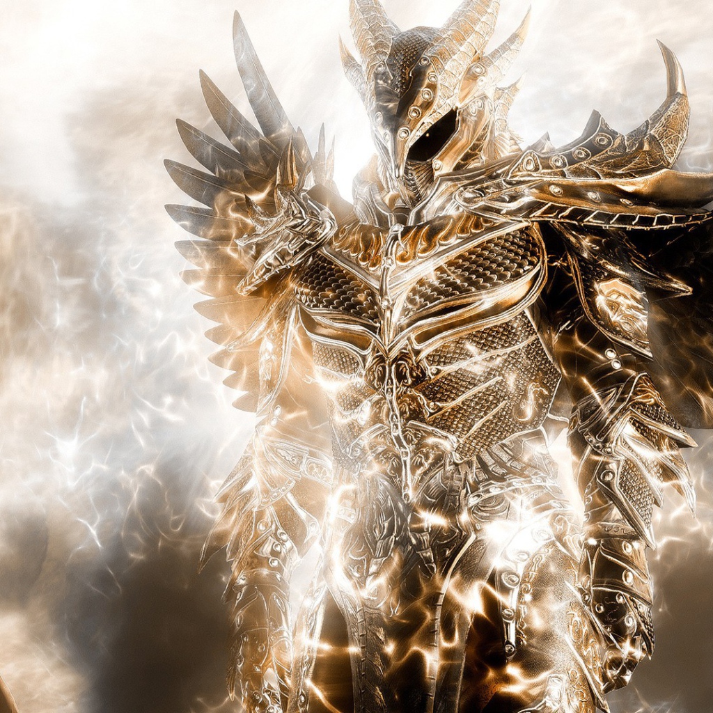 Человек и демон в золотых доспехах