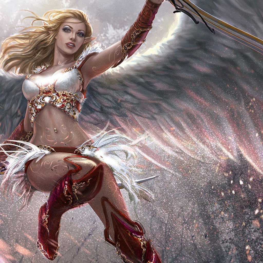 Девушка ангел с оружием в руках