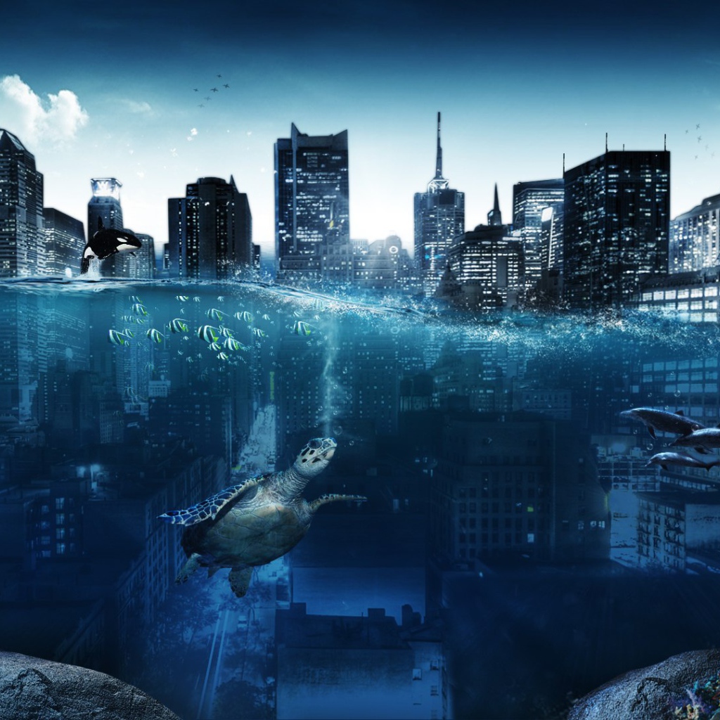 Животные в затонувшем городе