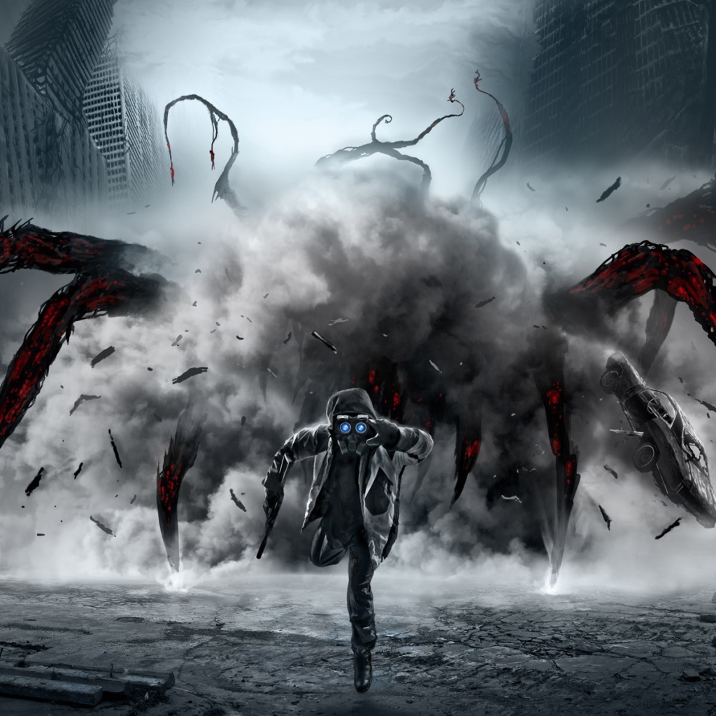 Апокалиптический паук догоняет человека