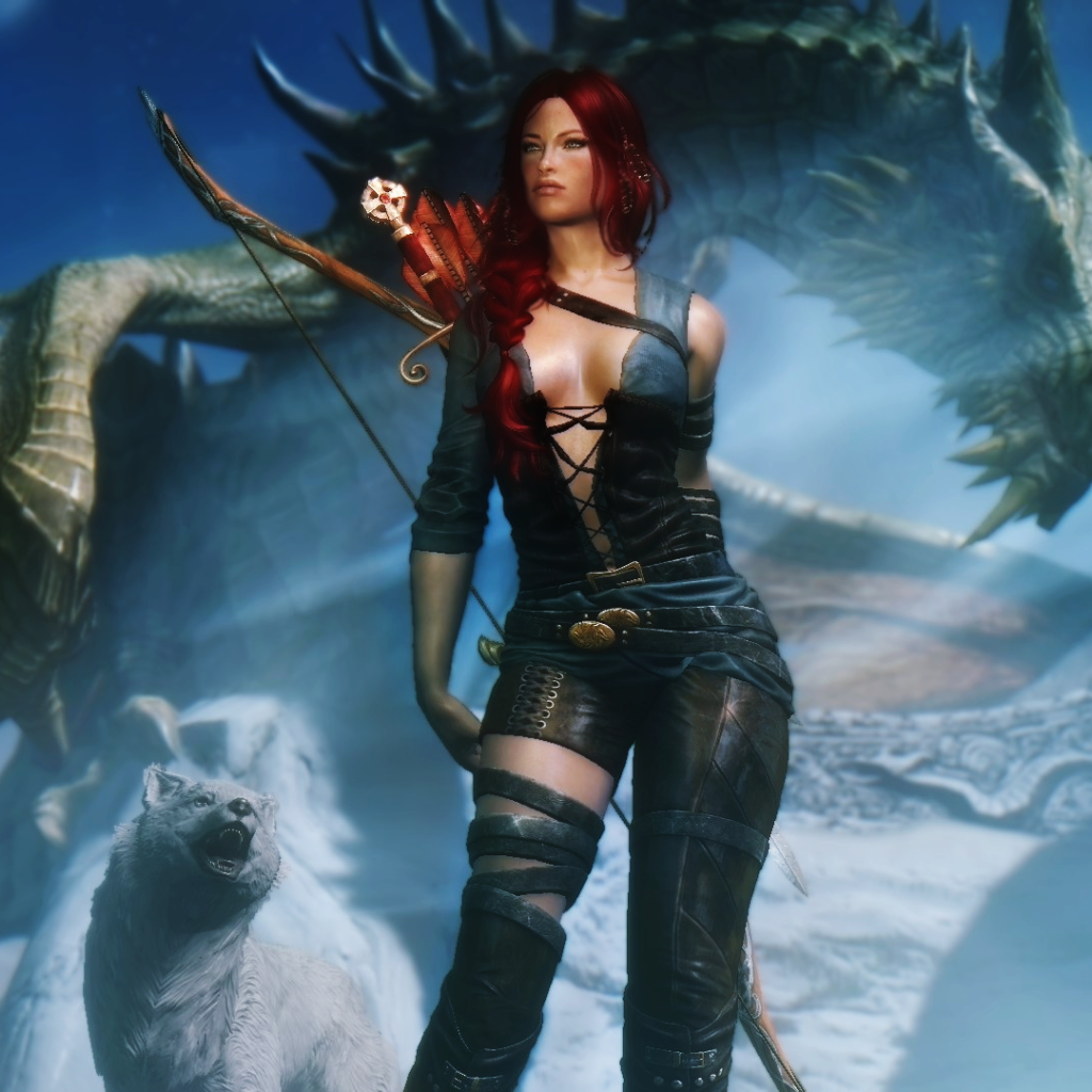 Лучница на фоне дракона, фэнтези