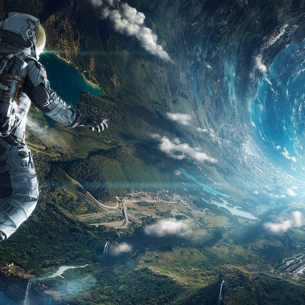 Космонавт перед черной дырой